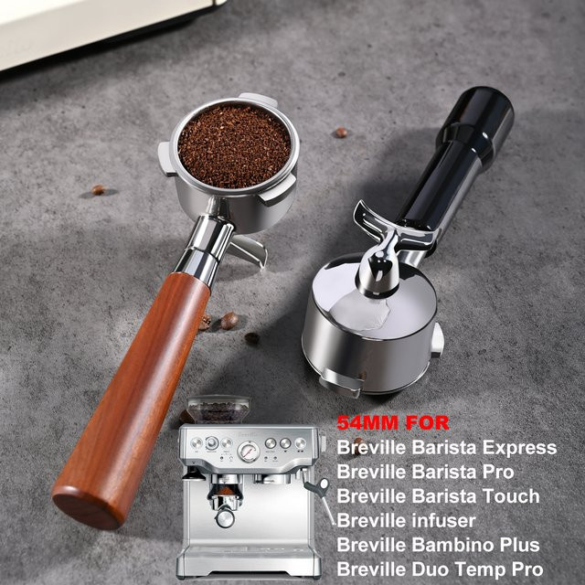 Kacacao Kaffeefilterhalter mit Doppelauslauf für Breville 870 875 878 880 und Solis 1170 1019, Barista-Werkzeug in Silber - Bild 1