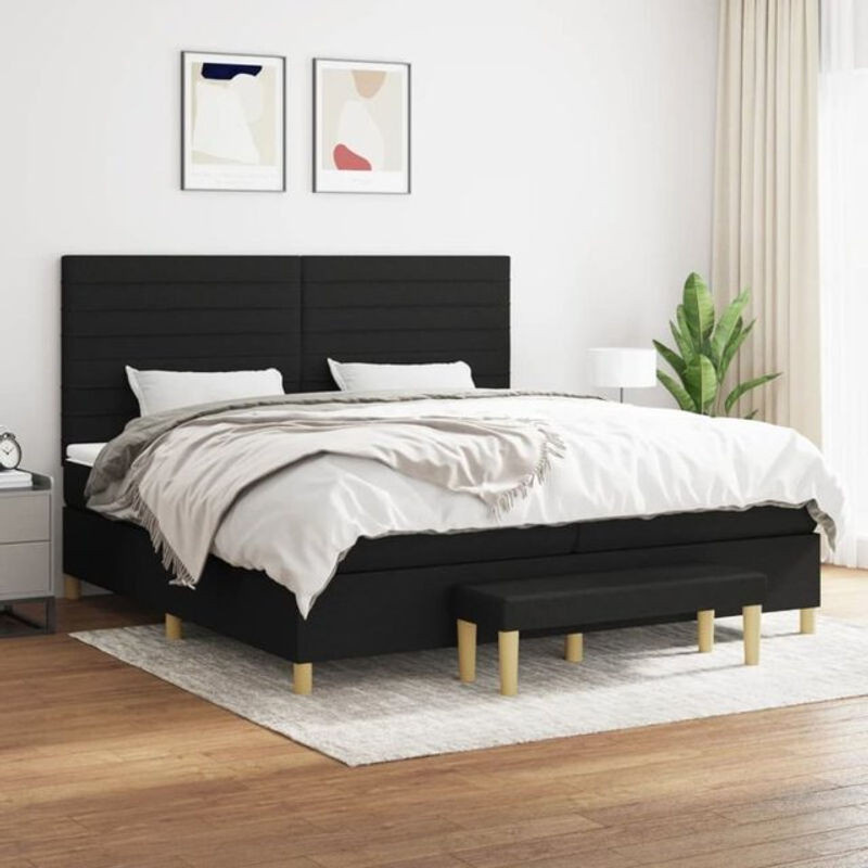 Vidaxl Boxspringbett mit Matratze in Schwarz aus Stoff und Holzwerkstoff B/T/H: 200 x 200 x 118 cm - Bild 1