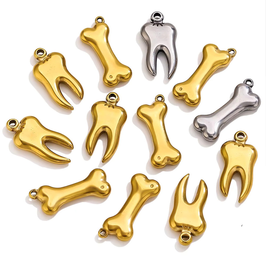 Elomia Anhänger Hundeknochen, Edelstahl, Gold, Unisex - Bild 4