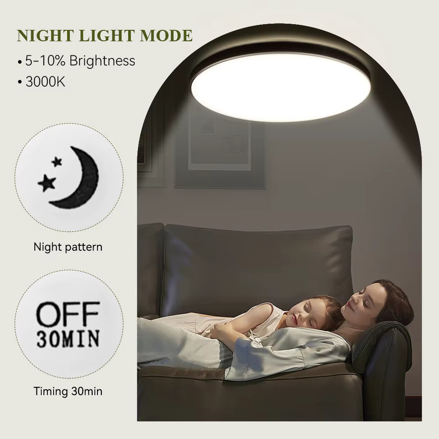 CANMEIJIA Dimmbare LED-Deckenleuchte als modernes Panel für Wohnzimmer, Schlafzimmer, Küche und Flur in Weiß und Schwarz - Bild 4