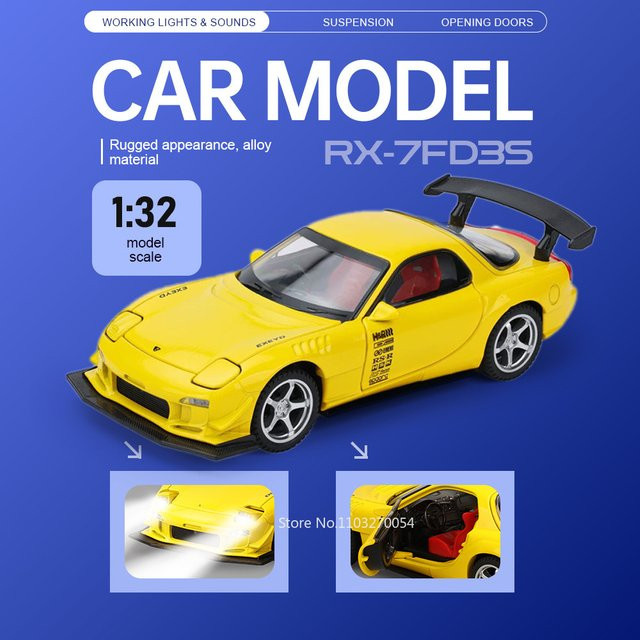 MAKEDA RX-7 FD3S MX-5, Miniaturmodell Spielzeugauto, 1:32, mit Sound und Licht - Bild 1