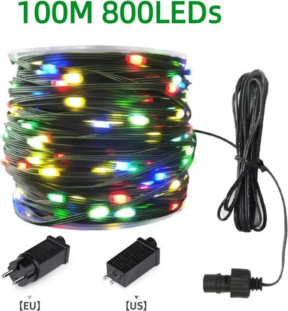 Wasserdichte LED-Lichterkette von AIMENGTE für die Weihnachtsdekoration im Außenbereich mit grünem PVC-Draht und 8 Beleuchtungsmodi - Bild 1