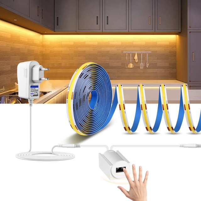 CHNAITEKE COB LED Streifen 12 V mit Hand-Sweep-Bewegungssensor, CRI 90, Weiß, zur Hintergrundbeleuchtung für Küche und Schrank - Bild 1