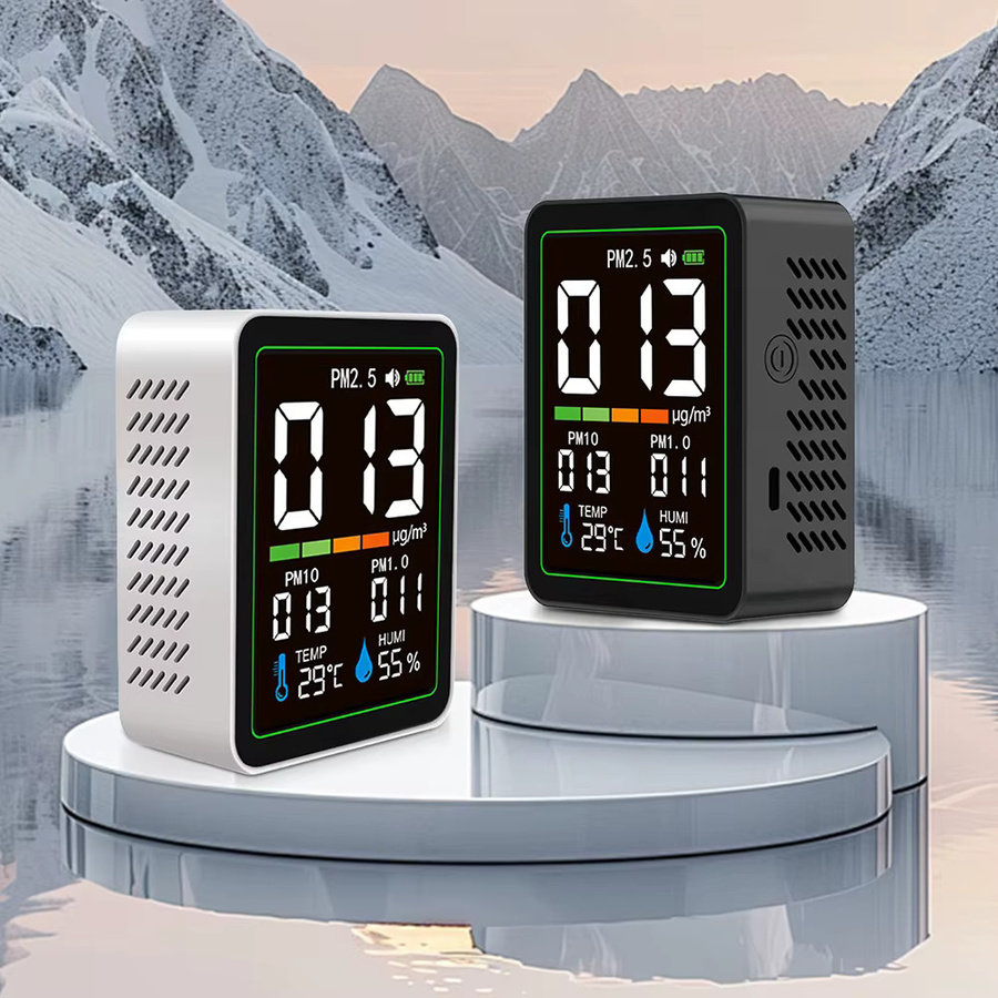Aideepen 5-in-1 Luftqualitätsmonitor in Weiß mit Temperatur- und Feuchtigkeitsmesser sowie PM2.5, PM1.0 und PM10 Messung und Typ-C-Anschluss - Bild 5