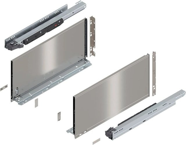 Blum Legrabox Pure Set Auszugssystem Tip-On Vollauszug Inox Silber, 1 Paar, Länge: 500 mm - Bild 1