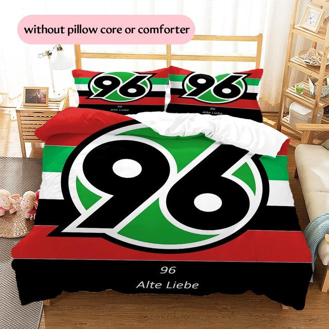 Bettwäsche-Set DayByDayLove mit Hannover-96-Muster in Rot, bestehend aus 1 Bettbezug und 2 Kissenbezügen, Breite: 240 cm, Höhe: 220 cm - Bild 1