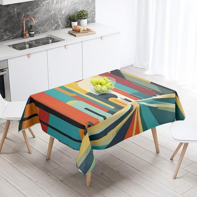 JMG Household Supplies Tischdecke mit geometrischem Design in Multicolour, wasserabweisend und maschinenwaschbar, B/T: 140 x 200 cm - Bild 1