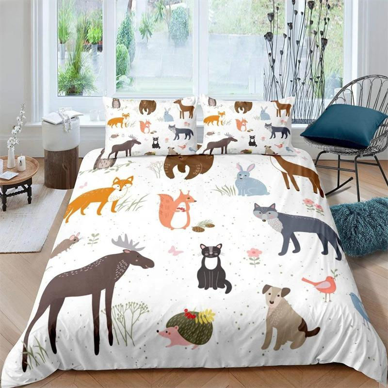 JMG Household Supplies Bettwäsche Set Eichhörnchen Königin mit 3D-Tierprint, Grün/Mehrfarbig, Material Mikrofaser/Polyester, B/H: 135 x 200 cm - Bild 3