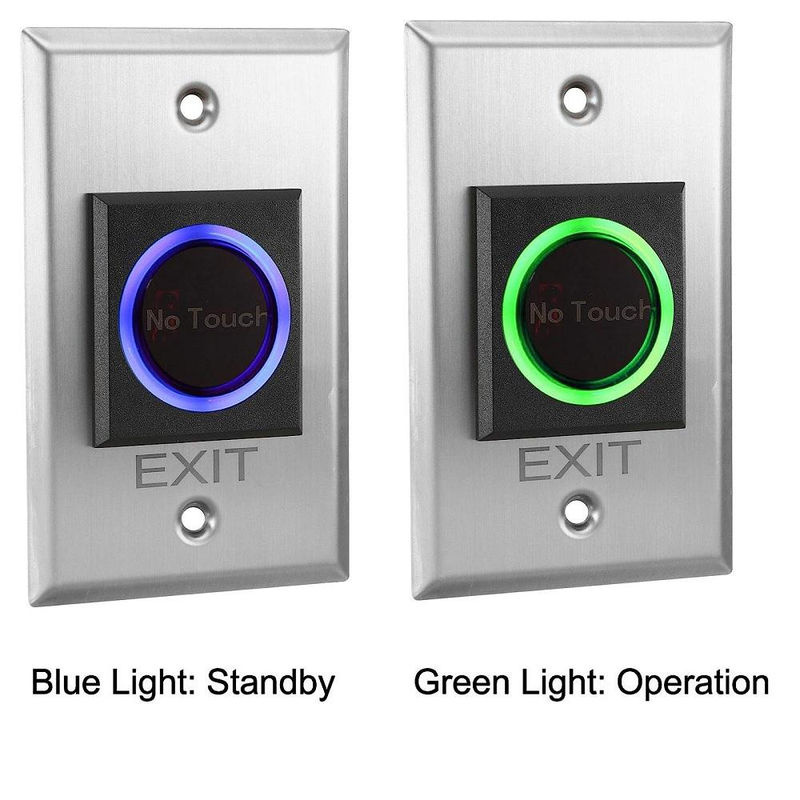 Berührungsloser IR Ausgangstaster mit LED für Türzugangskontrollschloss, Edelstahl, Farbe: Silber, Blau, Grün - Bild 4