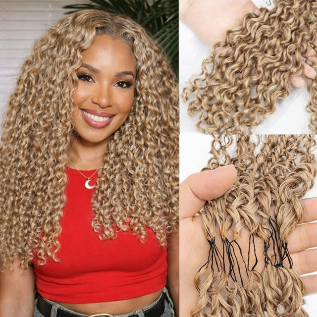 Crown Hair Haarverlängerungen, honigblond, 100 % Echthaar, lockig - Bild 1