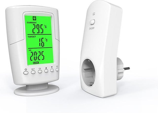 Kabelloser Thermostat-Temperaturregler Sweet Lovely mit LCD-Display und grüner Hintergrundbeleuchtung in Weiß - Bild 1