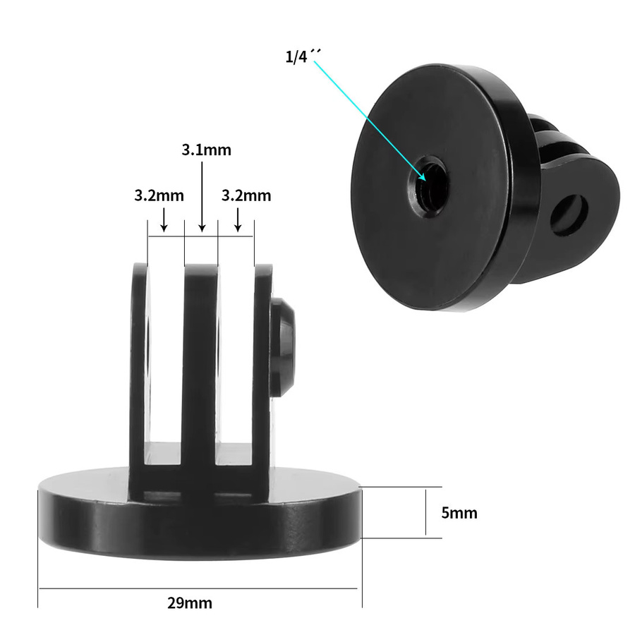 SZKOSTON Stativhalterungs-Basiseadapter aus Aluminiumlegierung in Schwarz für GoPro HERO 13 12 11 10 9 und Insta360 X5 sowie kompatibel mit DJI Zubehör - Bild 2