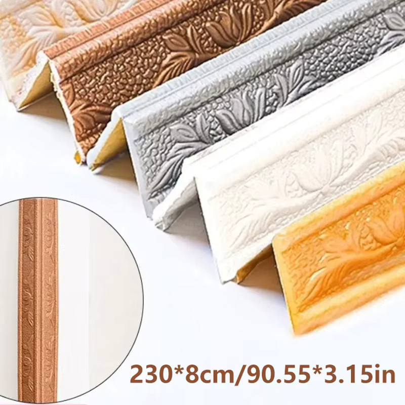 Selbstklebende Schaumstoff-Sockellinie in Gold für Ecken, Türrahmen und Fenster, 1 Stück - Bild 3
