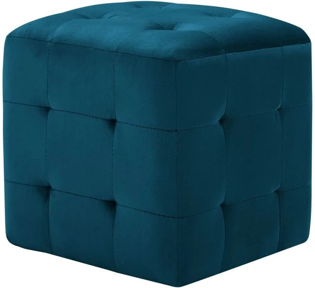 2er-Set vidaXL Poufs aus Samtstoff in Blau, B/T/H: 30 x 30 x 30 cm - Bild 1