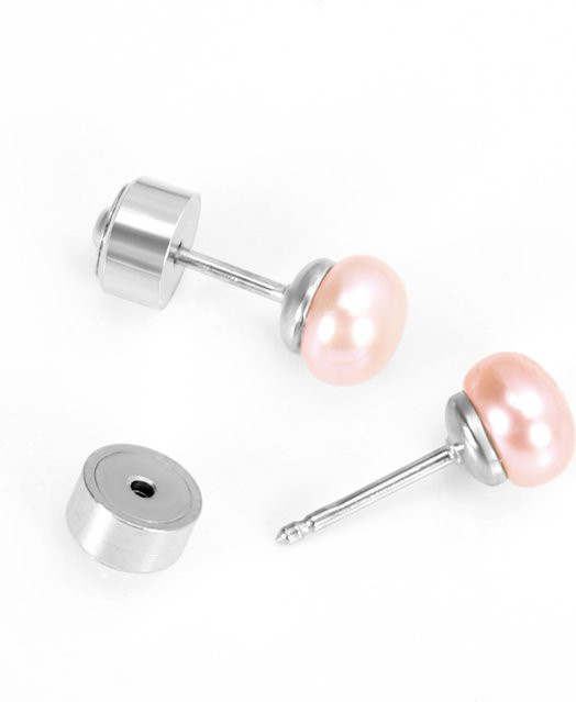 LUXUSTEEL Ohrstecker Edelstahl, Perle, Silber, Unisex - Bild 1