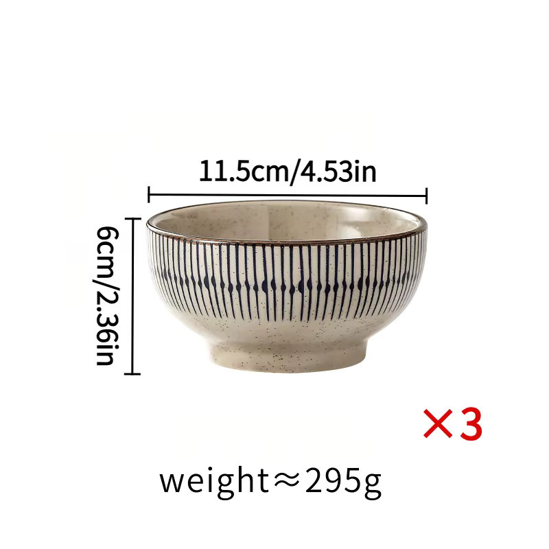 3er-Set yolife Keramikschalen im japanischen Design, mikrowellen- und spülmaschinenfeste Reisschalen - Bild 3