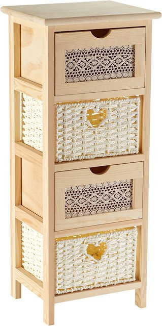 Kommode Romantik von viva domo in Braun mit Holz und Korb im Häkelmuster - Bild 1