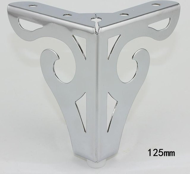 4er-Set Hohl geschnitzte Metallmöbelfüße aus Stahl in Chrom Silber, Höhe: 12,5 cm, inklusive Schrauben für Sofa, Schrank, Tisch und Bett - Bild 1