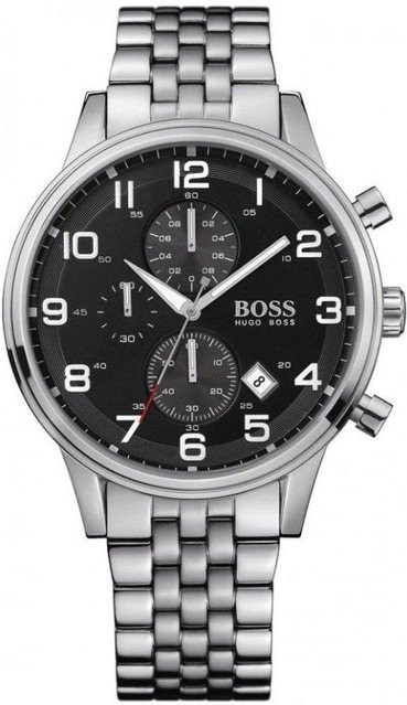 Hugo Boss Chronograph, Edelstahl, Quarz, 44 mm, Schwarz, Herren - Bild 1