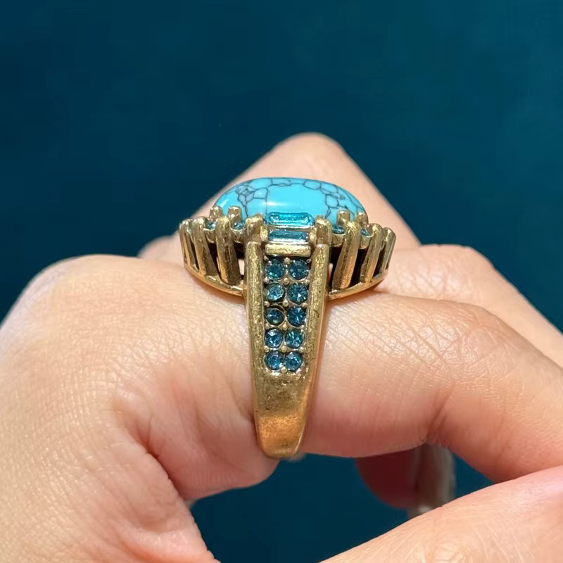 Icareu Ring, Türkis, Messing, Gold, Zirkonia, Kristall, Damen - Bild 2
