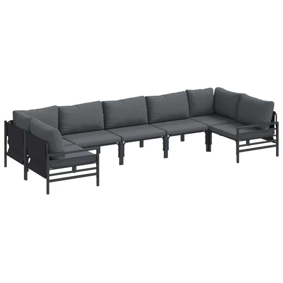 vidaXL Garten-Sofa-Set 7-teilig aus Stahl in Anthrazit für Garten, Terrasse und Balkon - Bild 2