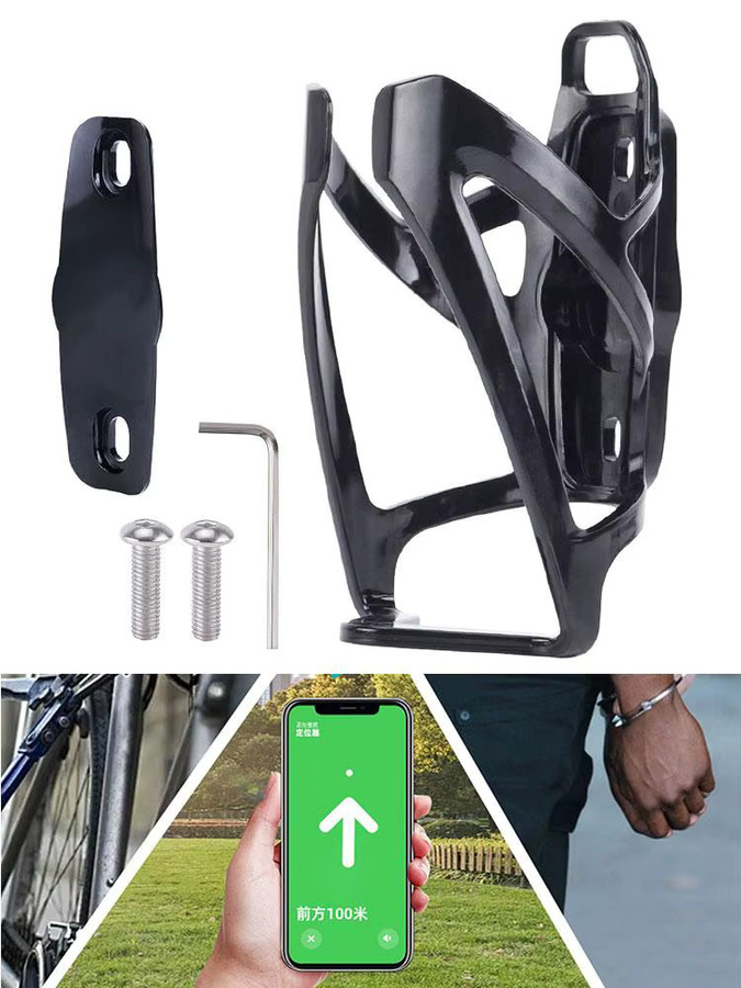 Fahrrad Flaschenhalter mit Apple AirTag Halterung für GPS Standortverfolgung in Schwarz - Bild 5