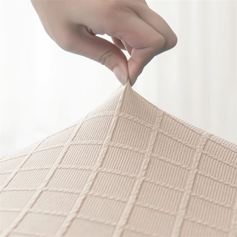 Yupartex Jacquard Esszimmer Stuhl Abdeckung in Beige, elastischer Universal Schonbezug für Stühle - Bild 3