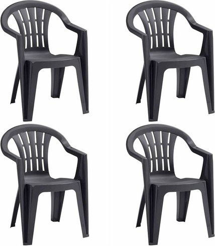 JARDIN Stapelsessel Cuba 4er-Set aus Kunststoff in Grau mit Armlehnen - Bild 1