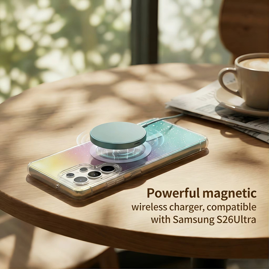 MagSafe Magnetische Kabellose Ladehülle mit Regenbogen Farbverlauf für Samsung S26 Ultra S25 Edge S24 S23 Plus FE in Multicolour - Bild 2