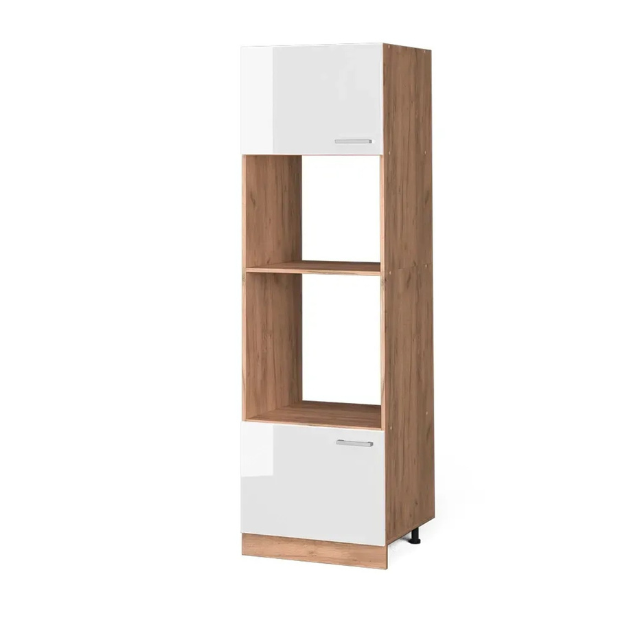 Vicco Mikrowellenschrank R-Line Küchenschrank in Weiß Hochglanz und Eiche, B/T/H: 60 x 57,2 x 207 cm - Bild 3