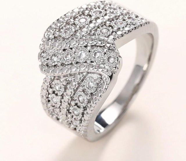 Huitan Ring, Zirkonia, Silber, Kupfer, Damen, Verlobung - Bild 1