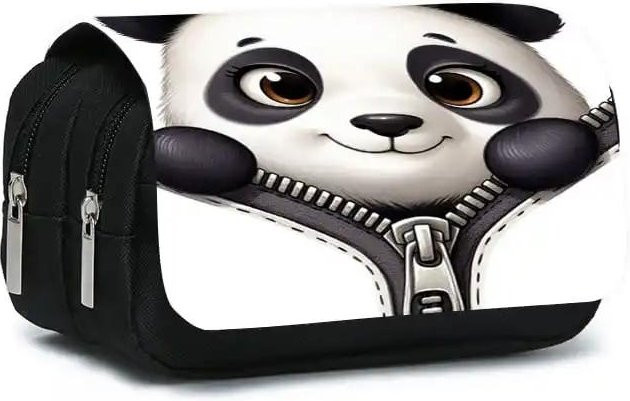 Fancy Style Studio Panda Bambus Doppeltes Klapp-Federmäppchen für Kinder in Weiß - Bild 1