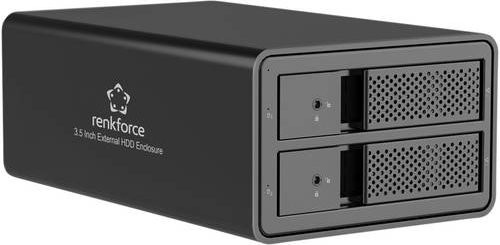 Renkforce RF-6647596 Festplattengehäuse 2 Bay 3.5 Zoll mit USB-A Anschluss in Schwarz - Bild 1