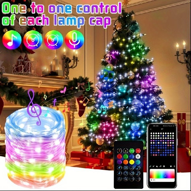 Smart RGBIC LED String Light mit App- und Fernbedienung, adressierbare Dreamcolor LED Lichterkette für Garten, Party und Weihnachten, Multicolor - Bild 1