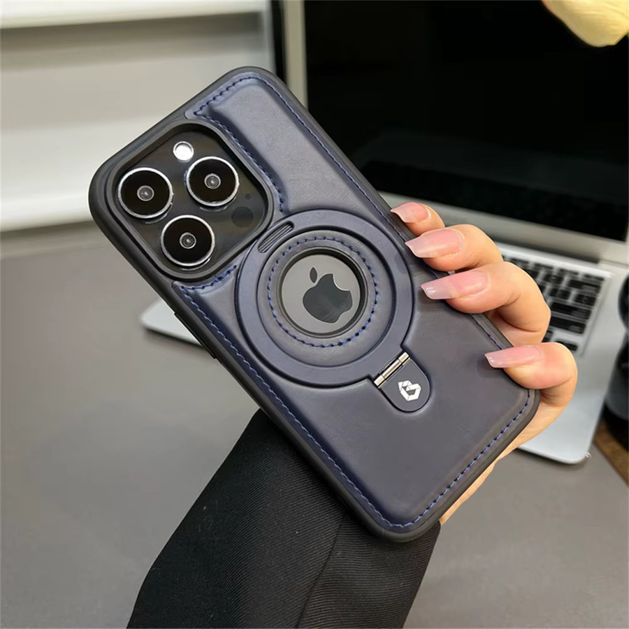 YX Magnetische PU-Leder Handyhülle mit Standring für iPhone kompatibel mit MagSafe, Farbe: Rot - Bild 4