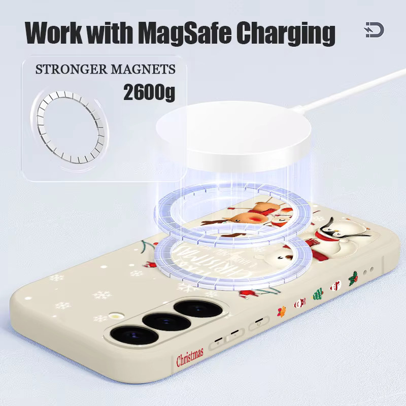 Weihnachten Elch Magnetische Handyhülle aus weichem TPU für Samsung Galaxy S25 S24 Ultra S23 S22 Plus S24 FE A17 A56 A55 A35 A16 A15 A36 in Beige und Weiß - Bild 4