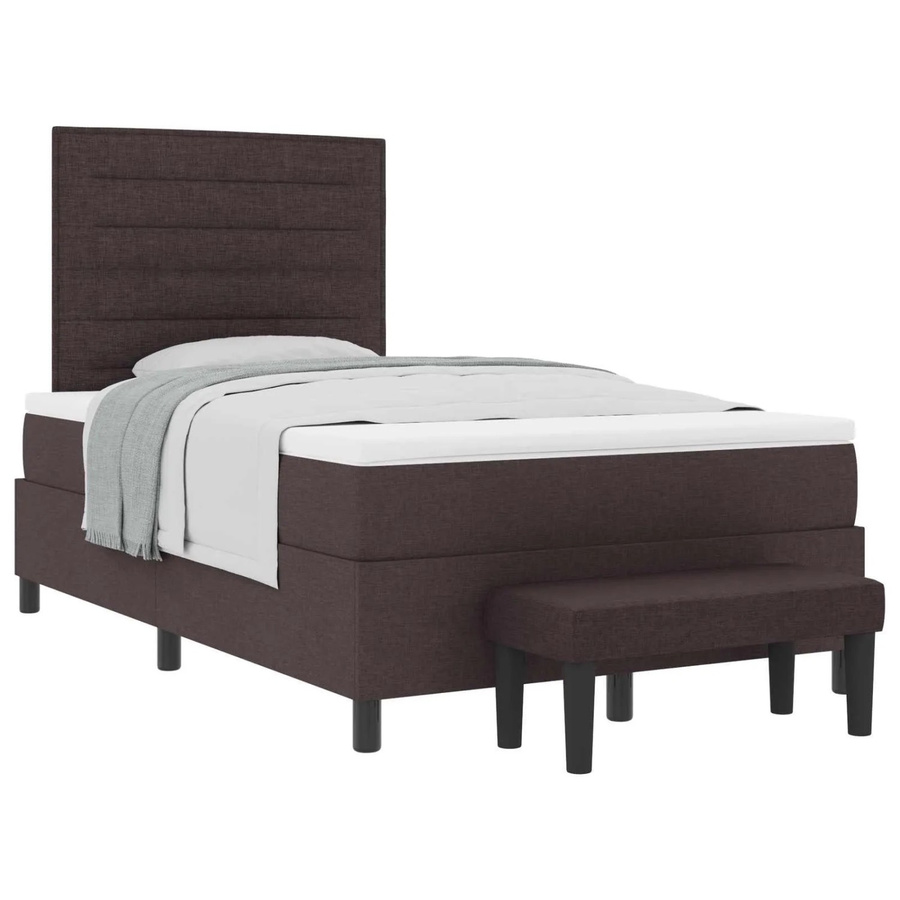 vidaXL Boxspringbett Dunkelbraun mit Matratze und Kopfteil aus Stoff, B/T/H: 120 x 200 x 203 cm - Bild 2