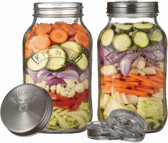 Kilner Fermentier-Set aus Glas mit Edelstahl und Silikon, transparent, luftdicht verschließbar und spülmaschinenfest - Bild 1