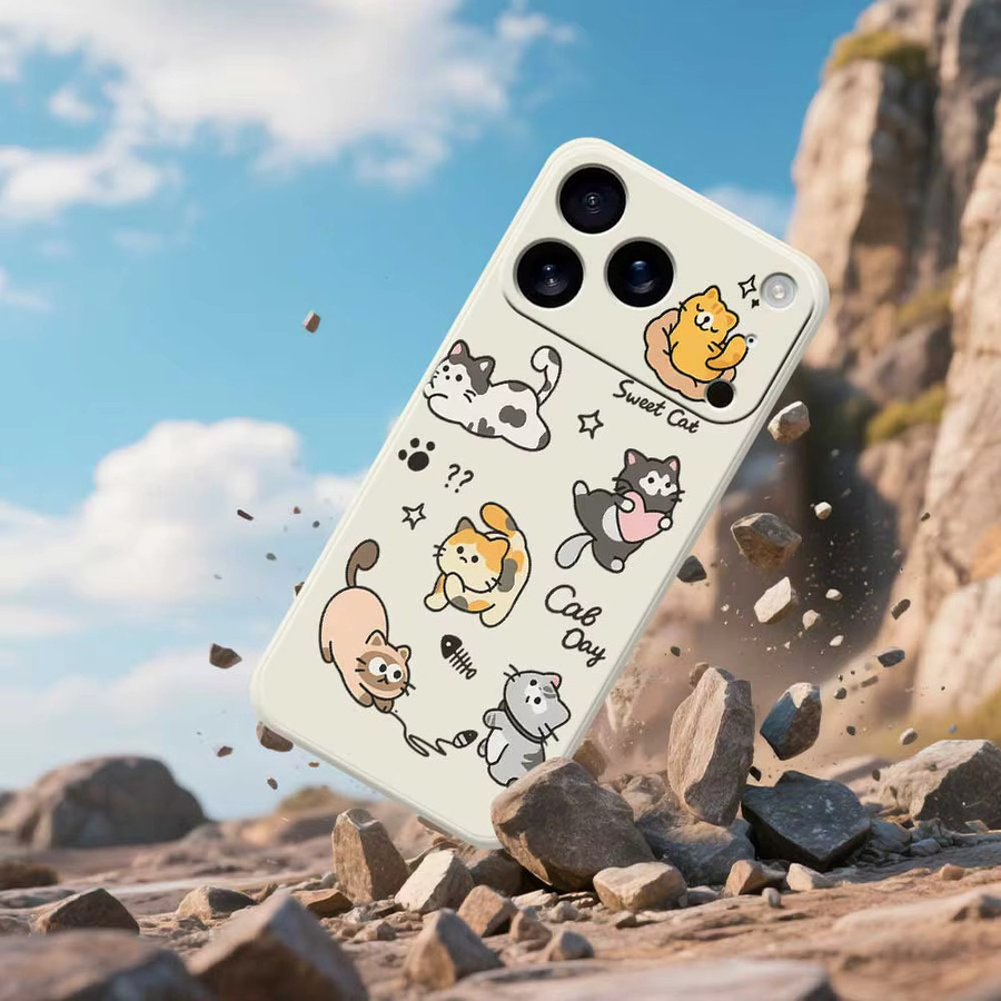 Handyhülle mit Katzenmuster für iPhone 11 bis iPhone 17 Pro Max aus TPU in Multicolor - Bild 2