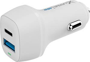 XLayer Dual KFZ-Ladegerät mit USB-C Power Delivery 30W und USB-A QC 3.0 18W, Weiß - Bild 1