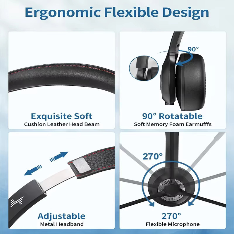 JIAMQISHI EH02U Wireless Bluetooth Headset mit ANC und USB-Dongle in Schwarz - Bild 4
