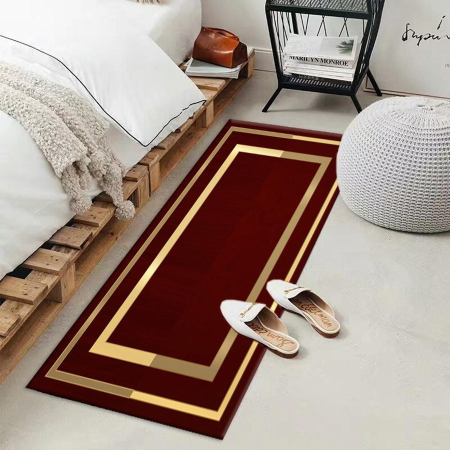 Yiran Furniture Teppich in Weinrot mit goldenem Rand, rutschfest und waschbar, B/T: 60 x 90 cm - Bild 4