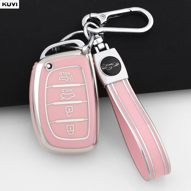 Kuvi Smart Key Case Cover für Hyundai Tucson Santa Fe Sonata Elantra Creta in Pink - Bild 1