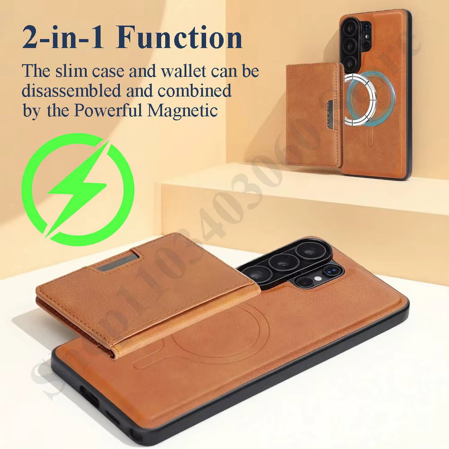 2-in-1 Magnetische Lederhülle für Samsung Galaxy S26 S25 Ultra S24 Plus mit Kartenfächer und kabellosem Laden in Blau - Bild 3