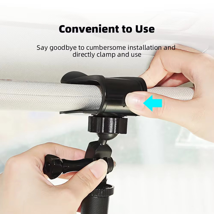 Universelle Sonnenblenden-Kamerahalterung in Schwarz als Auto-Clip für DJI Pocket, Insta360 X5, Ace Pro 2, GoPro Hero und Action 5 Pro sowie Telefonhalter - Bild 4
