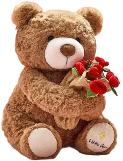 Rosenbär Puppe, kleiner Teddybär Puppe, Plüschtier, braun, 35cm - Bild 1