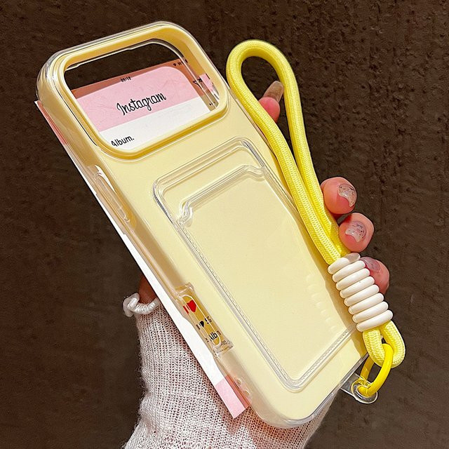 Stoßfeste Handyhülle mit Kartenfach und Handgelenkschlaufe für iPhone 17 16 15 14 13 12 11 Pro Max Air in Candy Color Multicolour und Pink - Bild 1