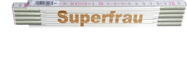 Stabila Zollstock mit Lasergravur Superfrau, weiß, Holz, 2 m - Bild 1