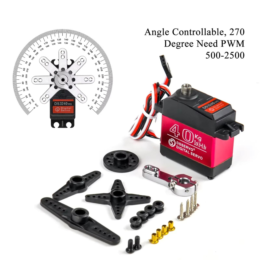 wishiot Digitales Servo, 40 kg, 180/270 Grad, Stahlgetriebemotor, wasserdicht IP66, mit 25T Arm - Bild 4
