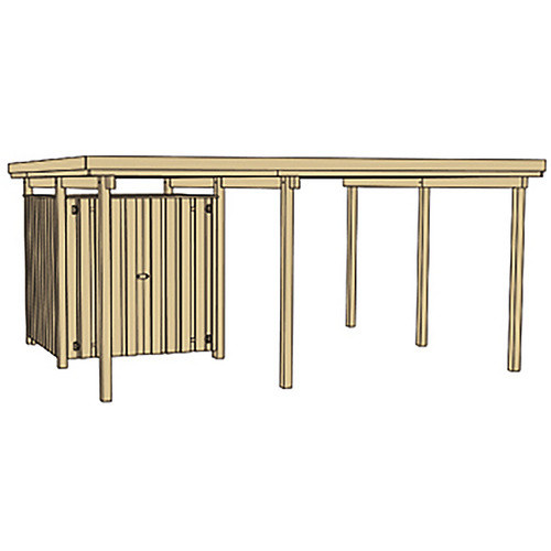 WEKA Einzelcarport 607 Größe 1 mit Geräteraum aus braunem Nadelholz und PVC-Dachplatten, B/T: 512 x 389 cm - Bild 4